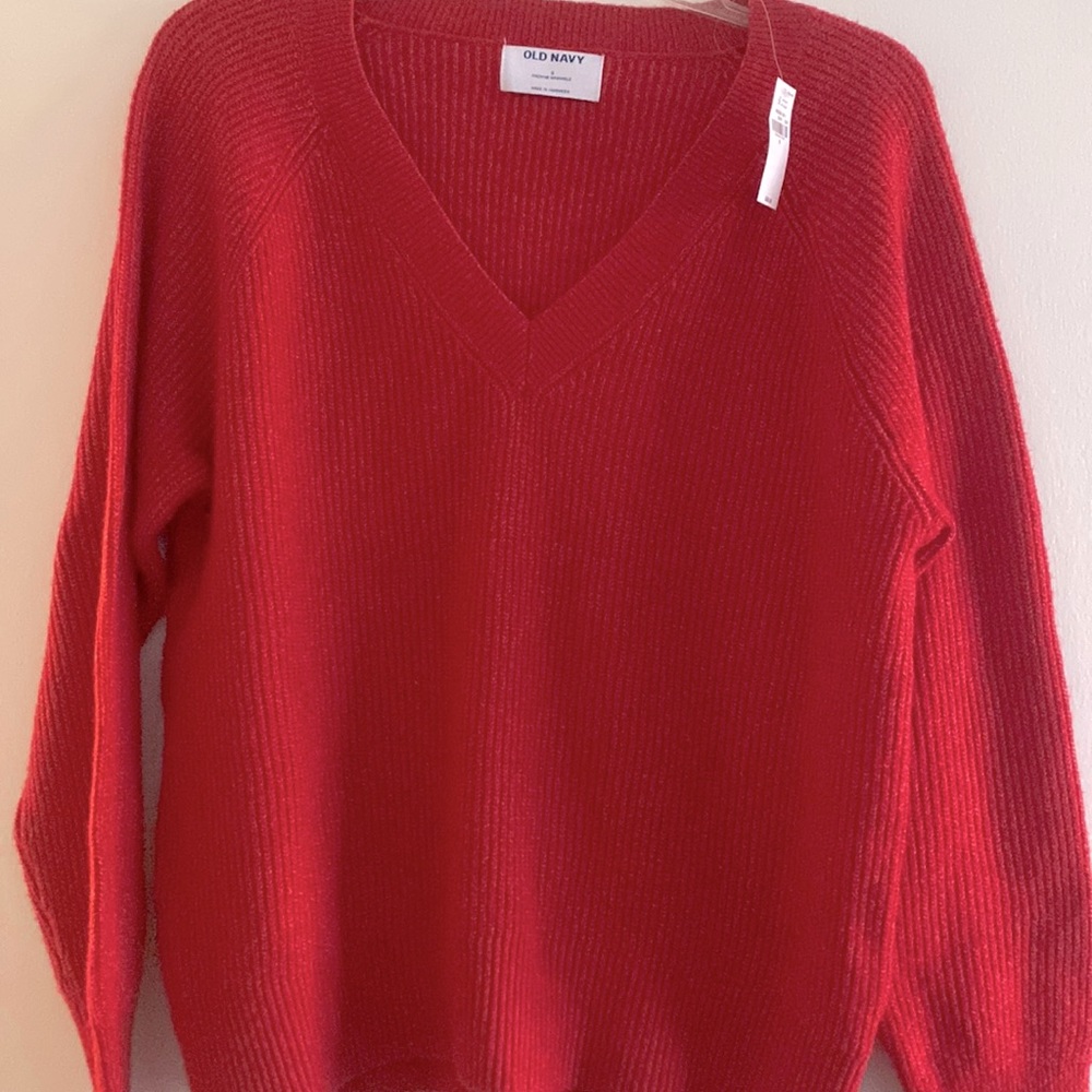 Old Navy Red V-Neck Sweater